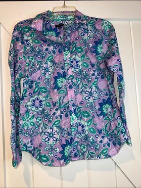 Talbots Purple Floral Button-Down Shirt